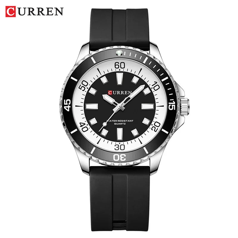 Curren 8448 Quartz Sport Watch – Silicone Strap, Luminous Hands, 5 Colour Options