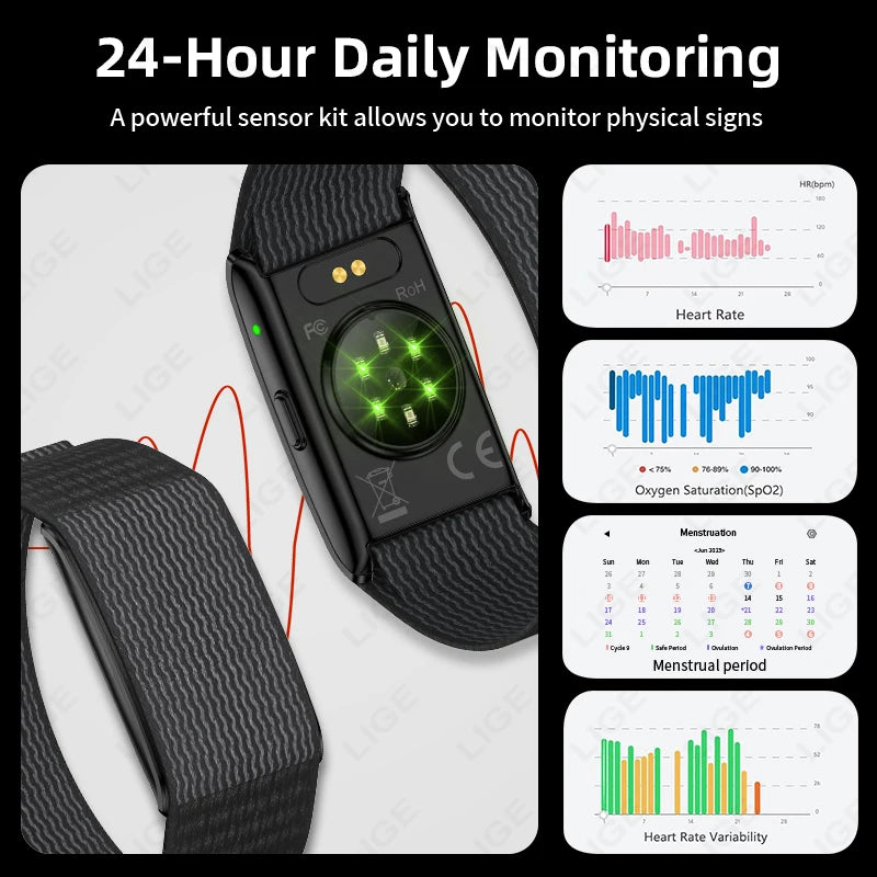 LIGE BWH59MAX Smart Fitness Tracker | Heart Rate, Blood Oxygen & Sleep Monitor