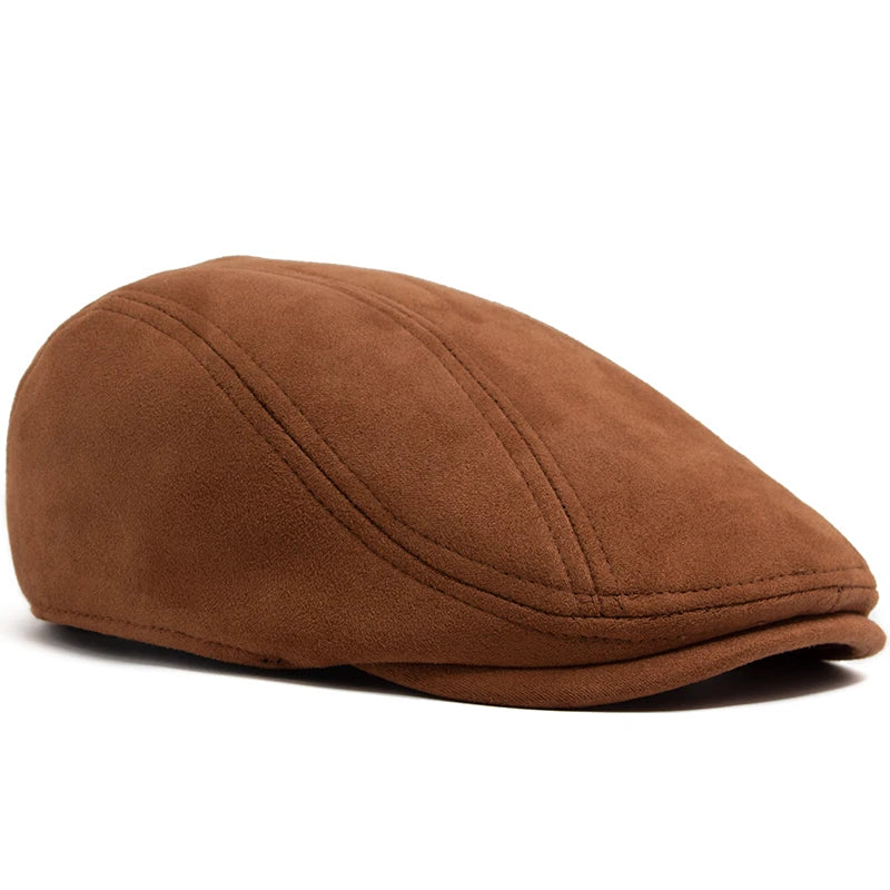 Men's Suede Beret – Flat Visor Cap