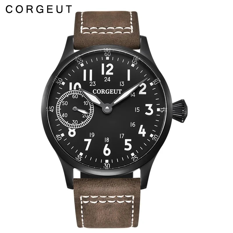 Corgeut 2002 Men's Hand-Wind Watch | Seagull 6497 | 17 Jewels | Leather Strap