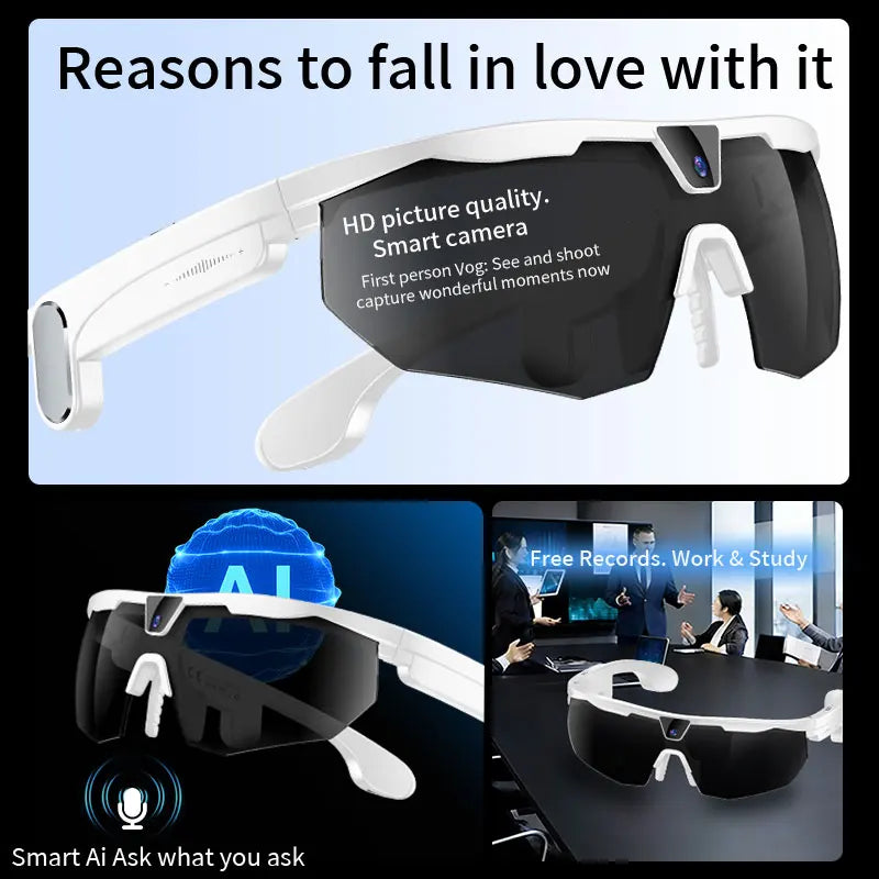 LIGE AI Sports Glasses – Sony 8MP Camera, 35g, 12-Hour Music, 3D Sound, ChatGPT, IP66