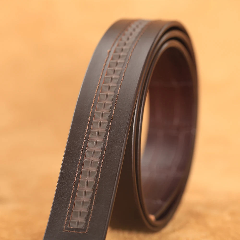 Men Belts Genuine Leather Business Fashion Designer Belt Bamboo Pattern Waistband High Quality Automatic Buckle Belts for Men