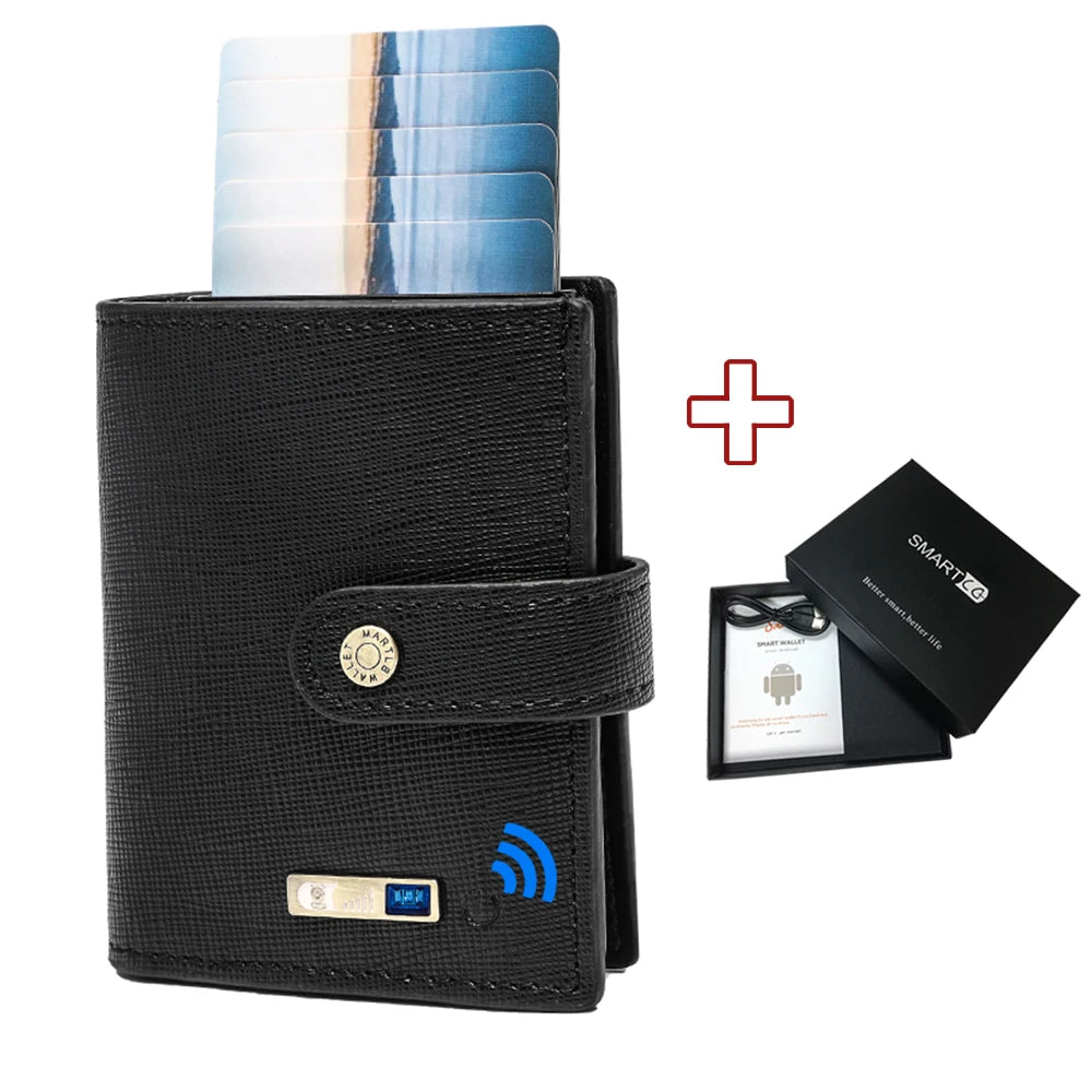 Wallet with Tracker Men Wallet anti Loss Android Magsafe Cüzdan Metal Cartera GPS Finder Boy Gift  smart wallet  with camera