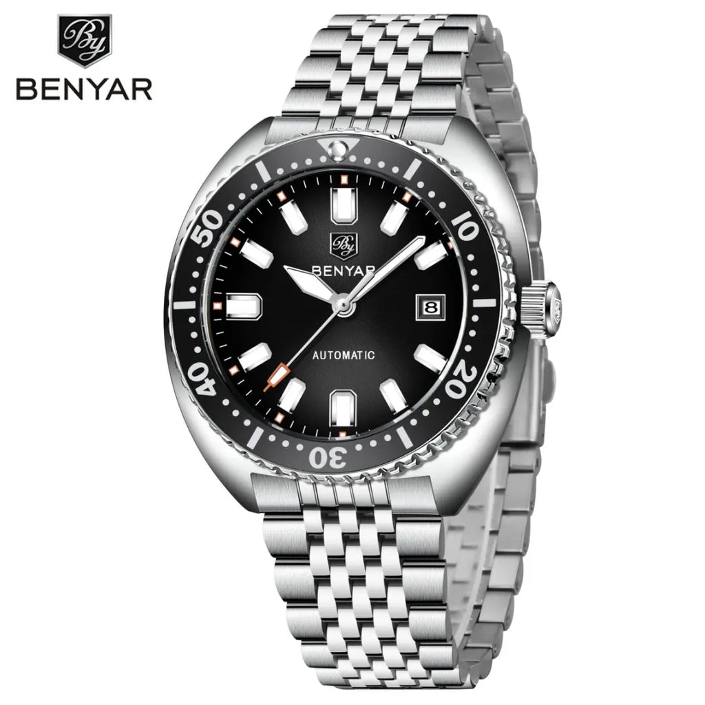 BENYAR BY-5211 Automatic Watch – Tonneau Case, Luminous Dial, Day Display, 50m Water Resistant