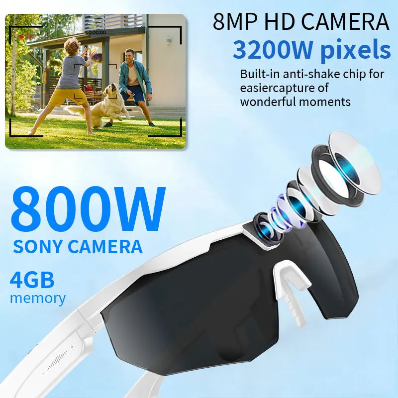 LIGE AI Sports Glasses – Sony 8MP Camera, 35g, 12-Hour Music, 3D Sound, ChatGPT, IP66
