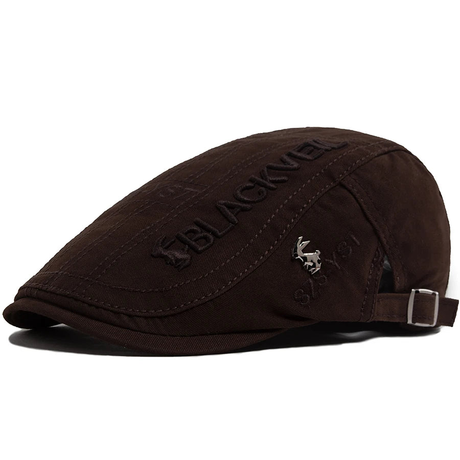 Unisex Cotton Beret with Rabbit Embroidery – Vintage Flat Cap & Newsboy for Spring & Summer
