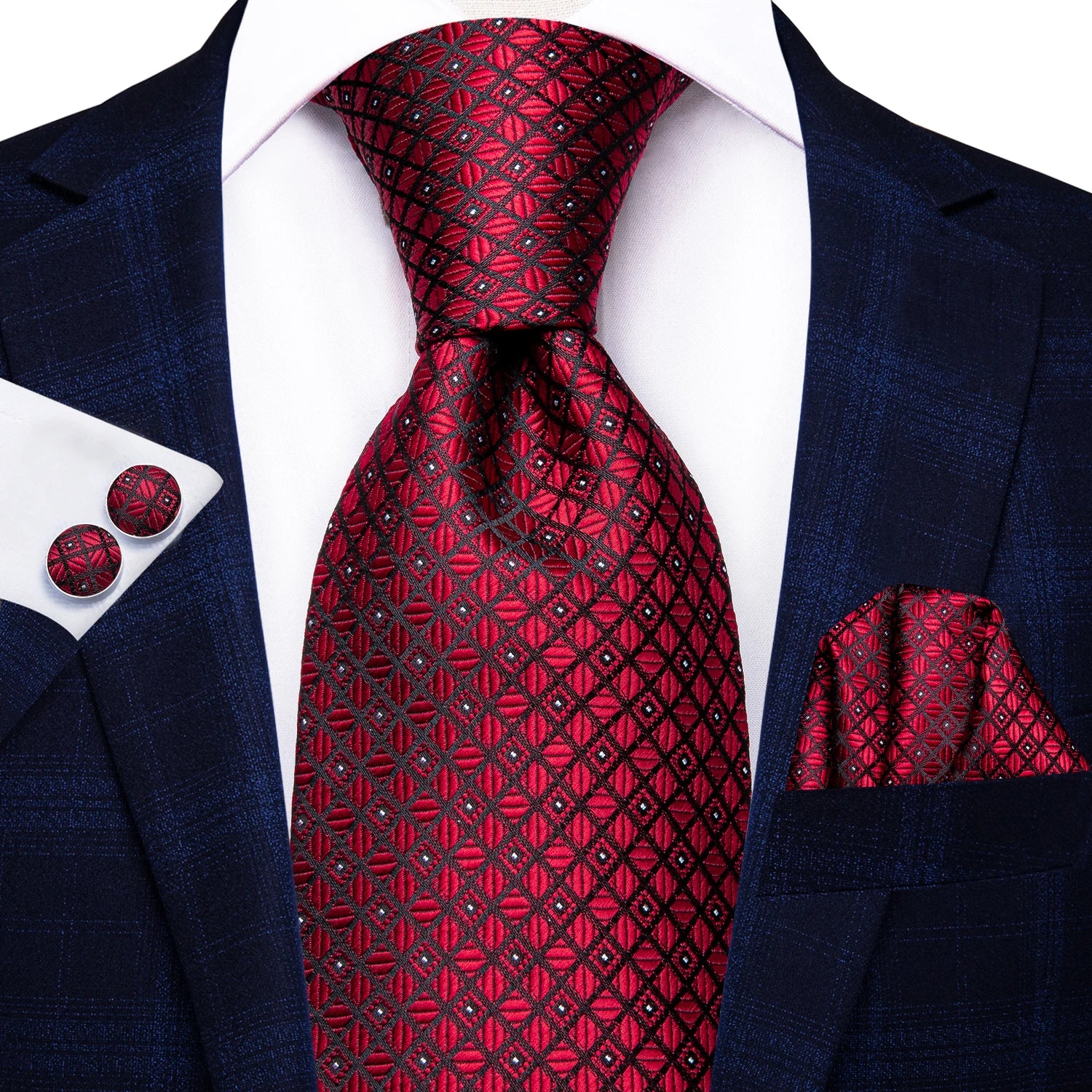 Hi-Tie Men's Silk Paisley Necktie & Pocket Square Set – 8.5cm | 19 Colours