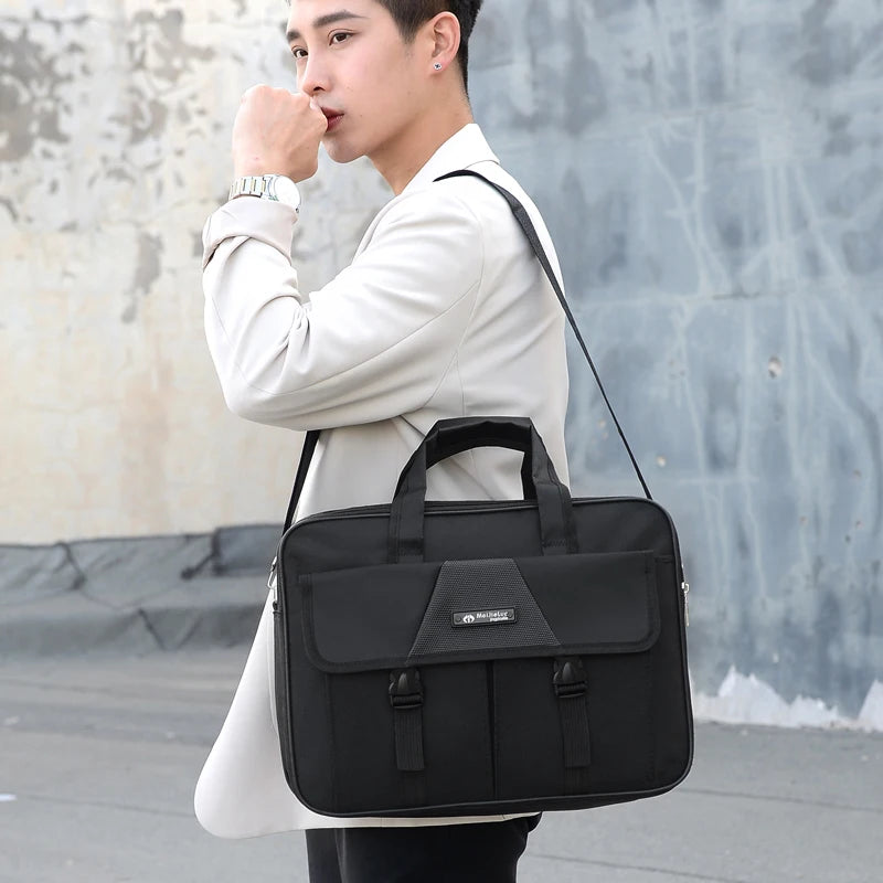 Large Capacity Oxford Cloth Briefcase Canvas Handbag Men's Business Bag Computer Bag Young Men's Soft Handle Shoulder Bag