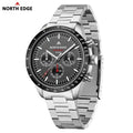 NORTH EDGE Longwings Solar Pilot Watch — Men's Chronograph, Stainless Steel, 50M Water Resistant