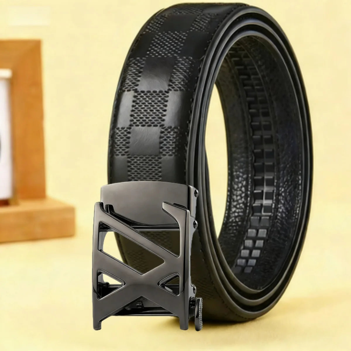 Men's Automatic Buckle Belt – Gold, Silver & Black Finish