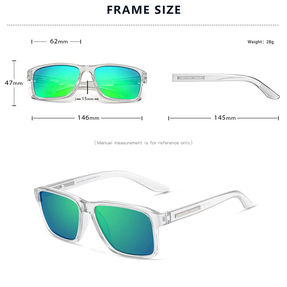 VEITHDIA Square Polarized Sunglasses | Mirror & Gradient Lenses | UV400