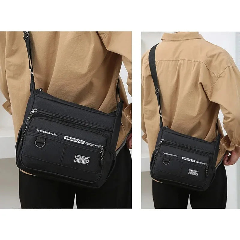Men's Polyester Crossbody Messenger Bag – Compact Sling Pack for Work & Outdoors