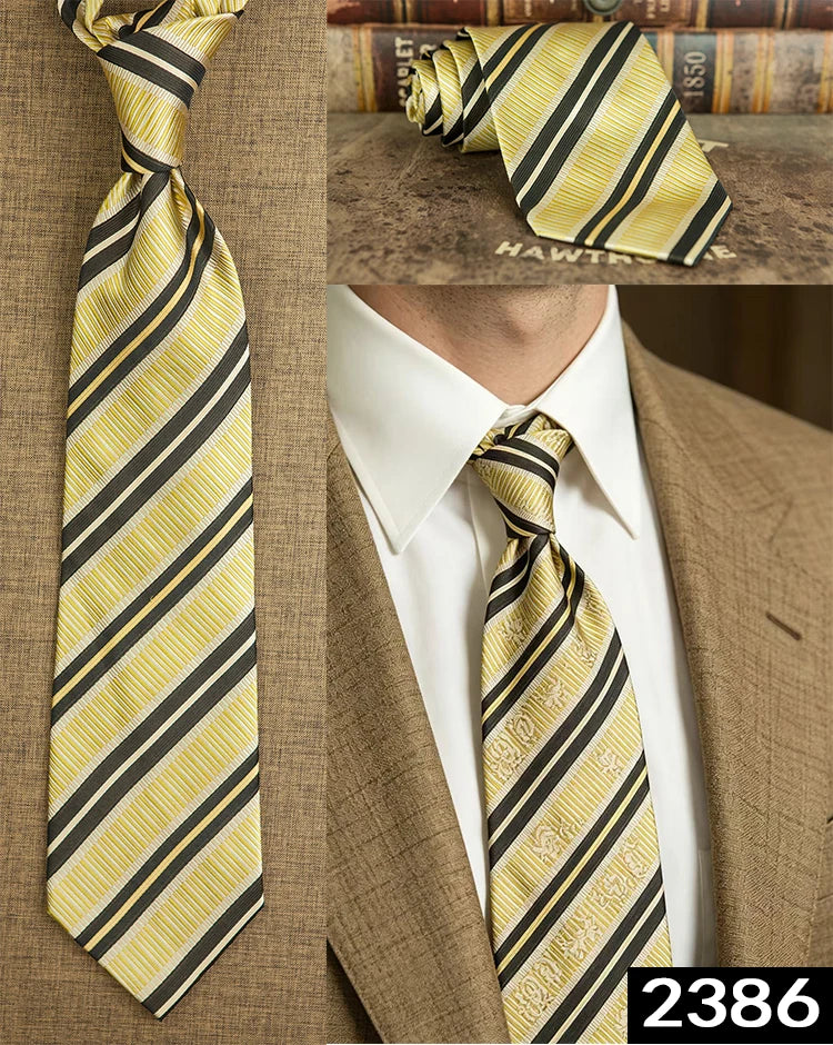 Men's 100% Silk Jacquard Necktie – Geometric, Floral, Checked & Solid