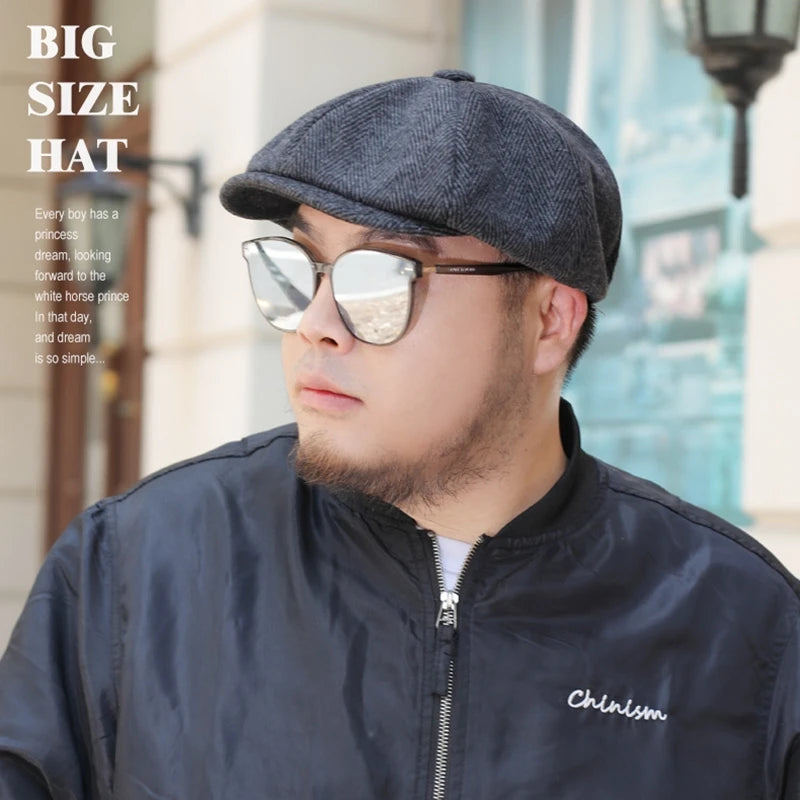 Men's Herringbone Tweed Flat Cap – Wool Blend