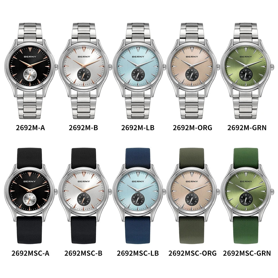 BERNY 2692M Men's Quartz Watch | Stainless Steel | 5ATM Water Resistant
