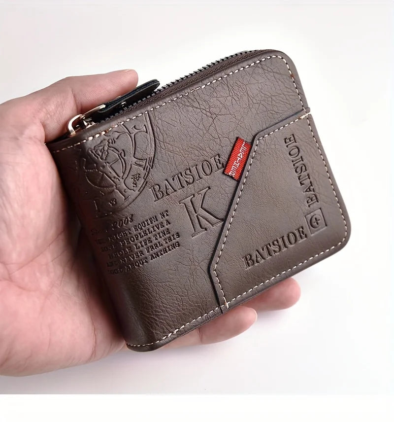 Wax Oil PU Zip-Around Wallet