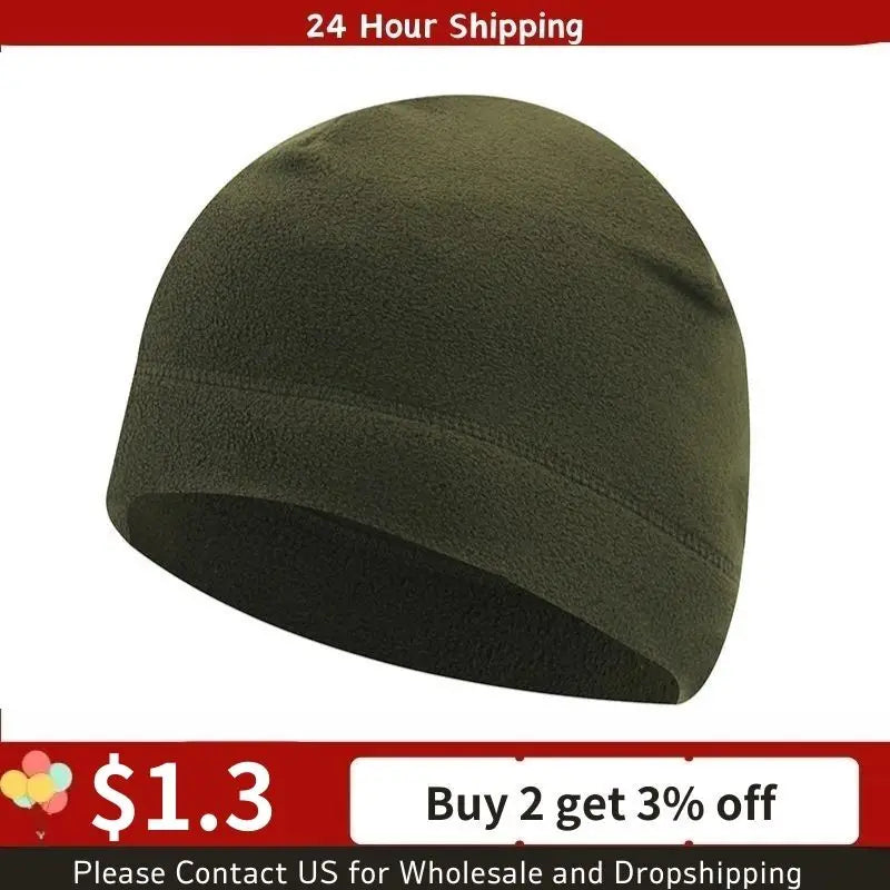 Men's Fleece Beanie – Windproof Winter Hat