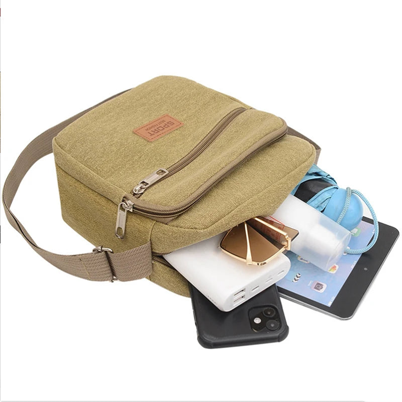 Men's Canvas Mini Crossbody Bag – Casual Shoulder & Messenger Bag