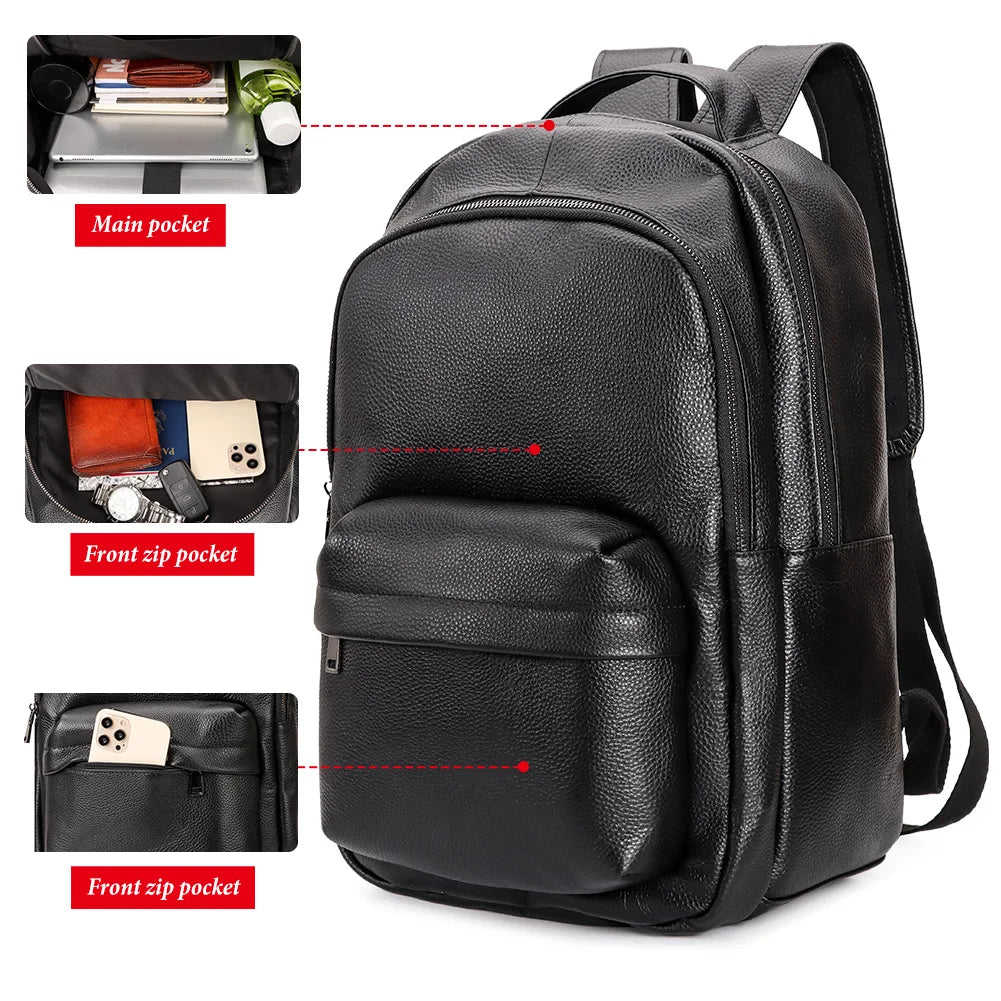 Genuine Leather Backpack for Men — Classic Laptop & Daily Carry