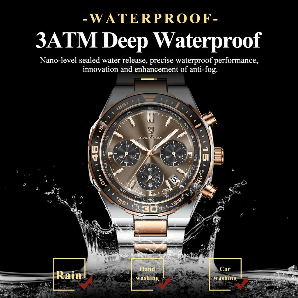 POEDAGAR Fashion Creative Men's Quartz Watch Waterproof Luminous Sport Man Clock Date Chronograph Business Watches For Men Reloj