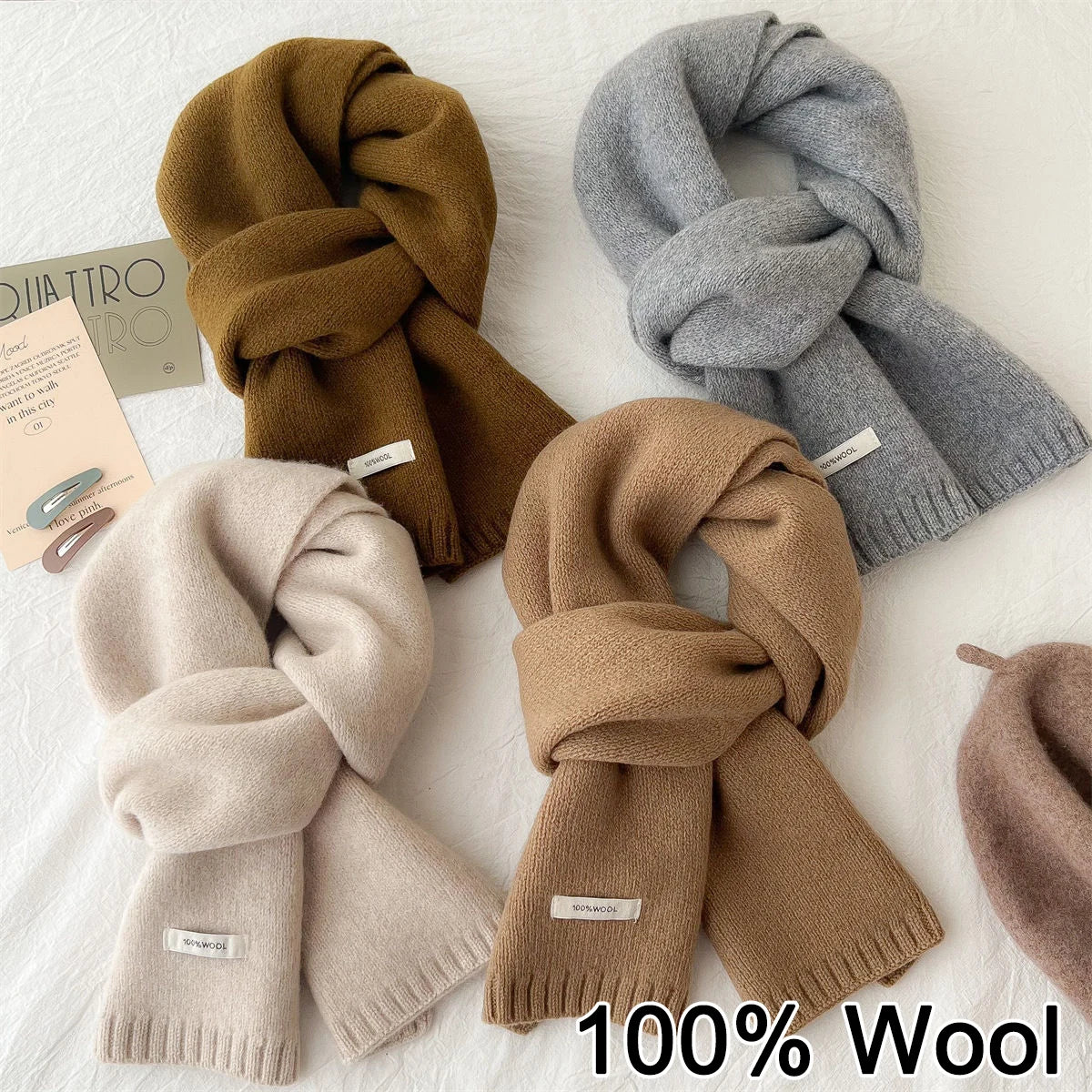Wool Knit Long Scarf