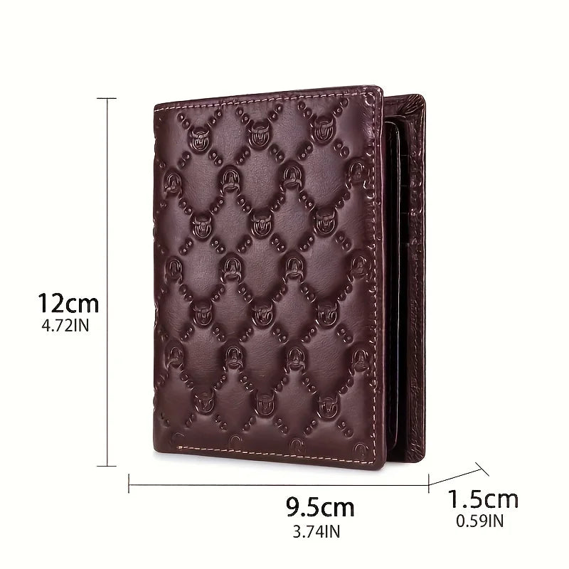 Men's Full-Grain Cowhide Leather Wallet | Vertical Bifold | RFID