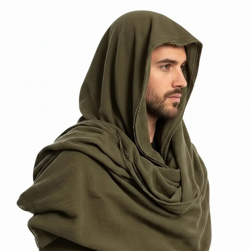 Men's Vintage Hood Cloak Scarf | Oversized Wrap & Cape