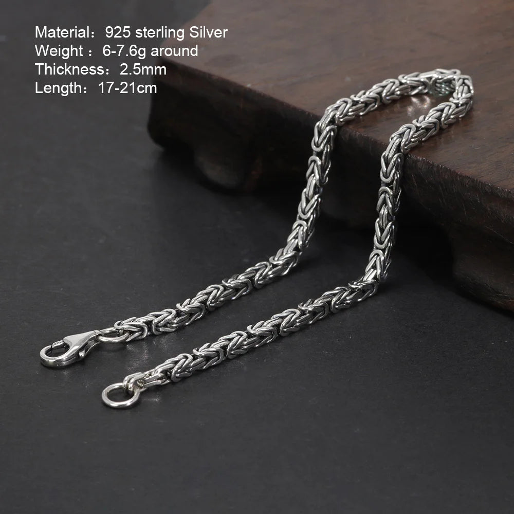 S925 Sterling Silver Braided Viking Bracelet & Chain Necklace