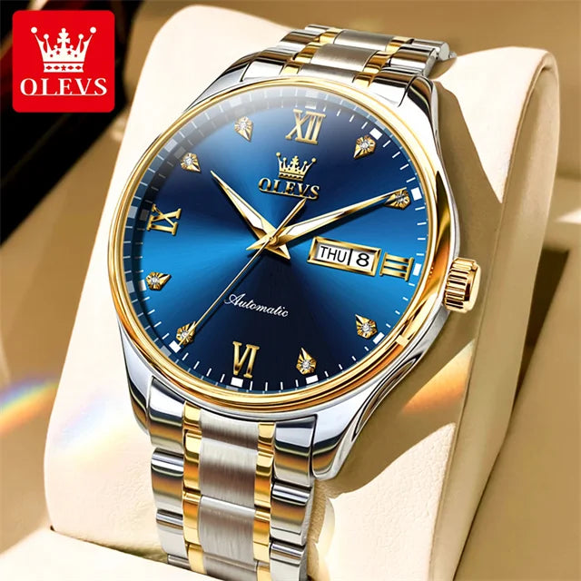 OLEVS-Original Mechanical Watch for Men Solid Textured Watchstrap Waterproof Men's Watches Classic Business Automatic Man Watch