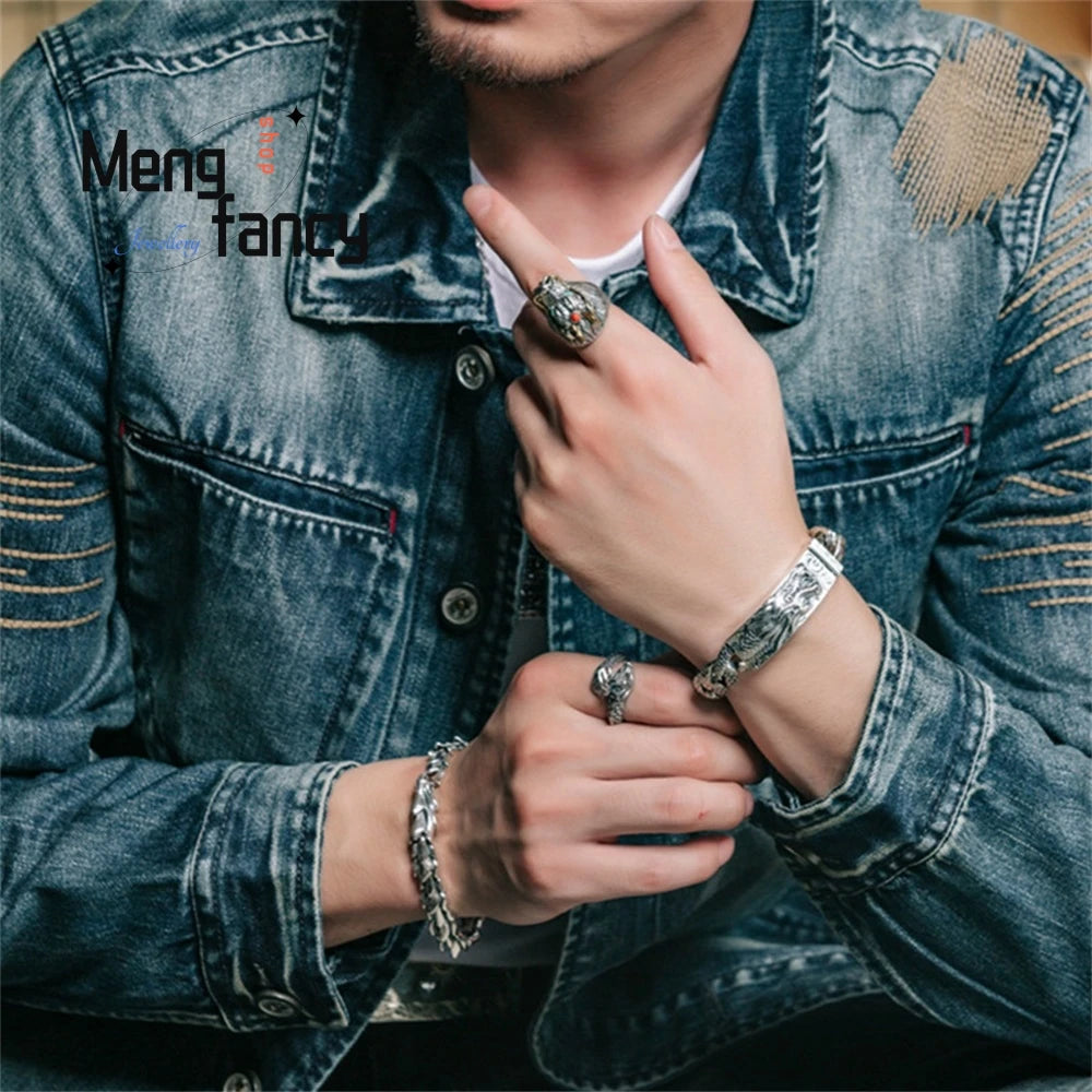 Best - Selling Handcrafted Personalized Powerful Men's Bracelet Accessory Made Of Antique Silver Luxury Quality Jewelry Elegant