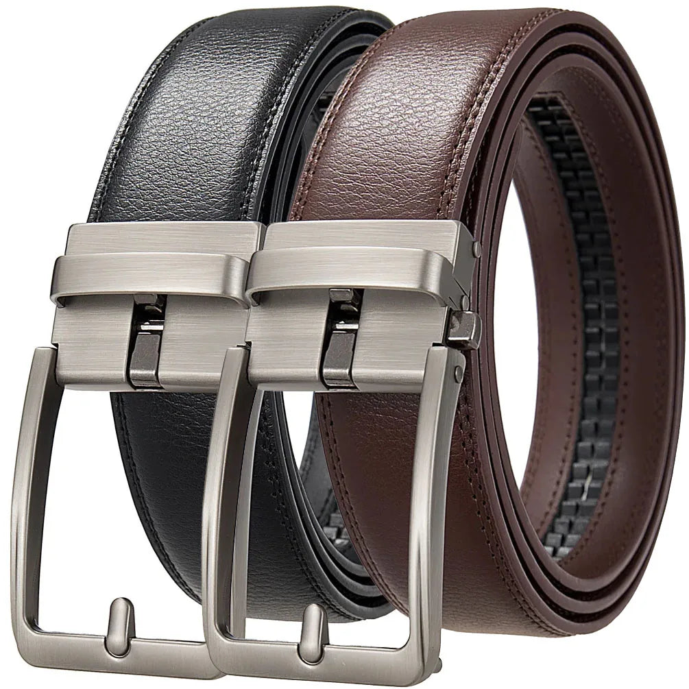 Genuine Leather Casual Belt | Automatic Buckle | Black & Brown | 105–170cm
