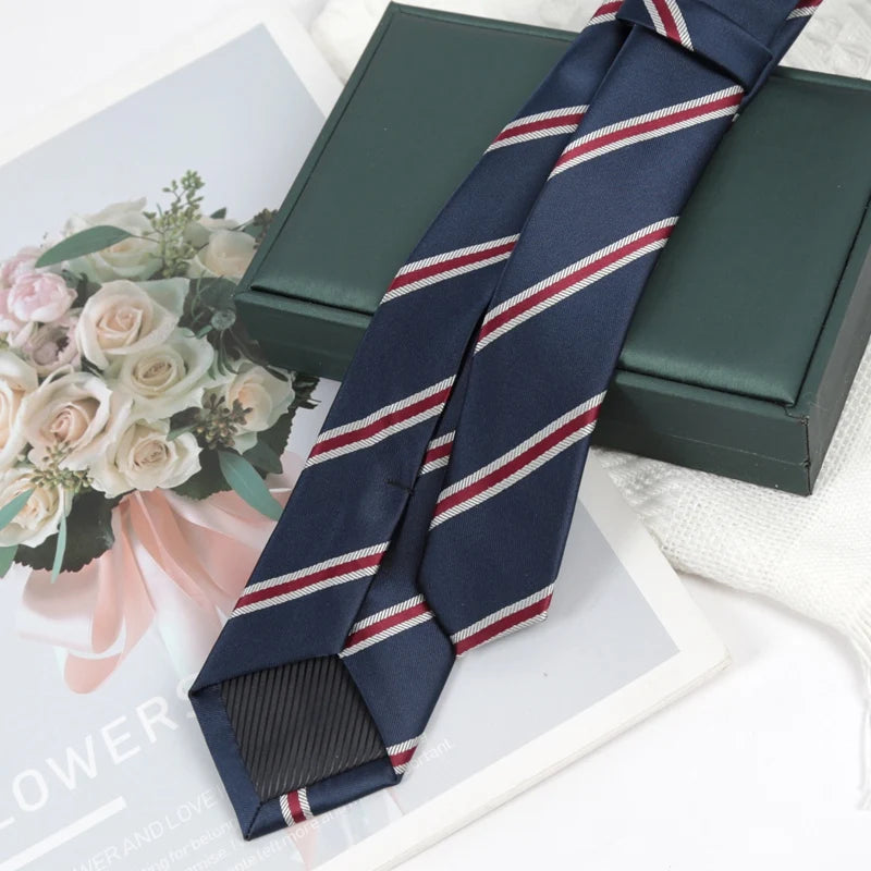 Men's Slim Navy Blue Necktie – Solid Polyester | 6cm