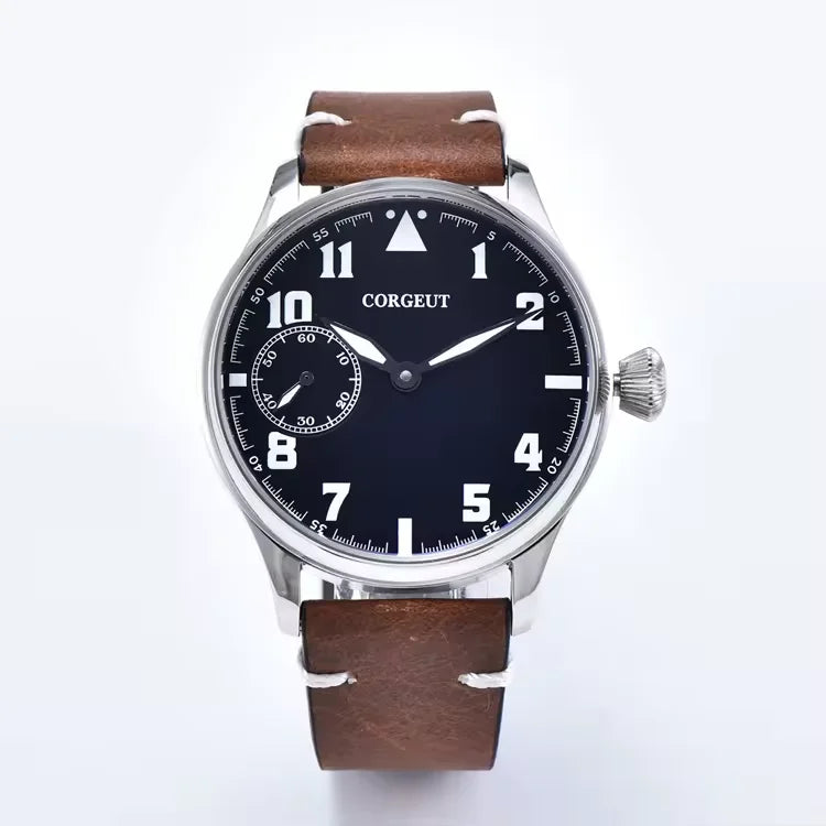 Corgeut 6023 Men's Hand-Wind Mechanical Watch | Seagull ST3600 | Leather Strap