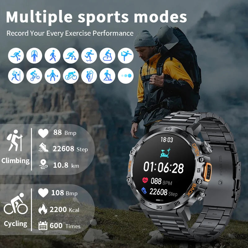 LIGE Smart Watch – 1.53" Round, 50-Day Standby, LED Flashlight, SOS, Bluetooth Calling, IP68