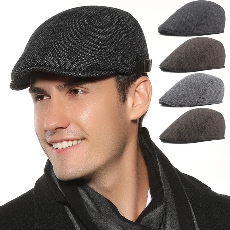 Unisex Stretch Beret – Classic Artist Painter Flat Cap for Autumn & Winter