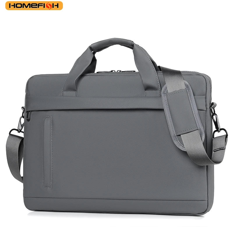 HOMEFISH 15-Inch Laptop Shoulder Bag, Waterproof Light Luxury Office Handbag, Men's Business Daily Messenger Bag