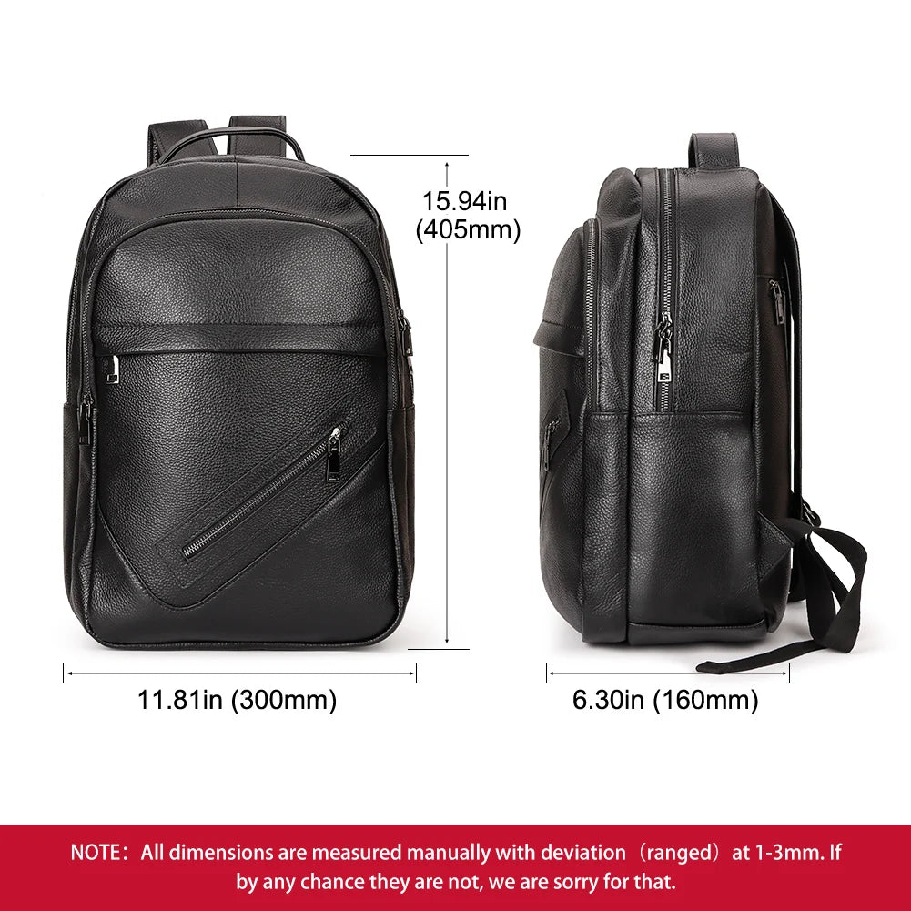 Genuine Leather Rucksack for Men — Classic Casual Daypack & Office Backpack