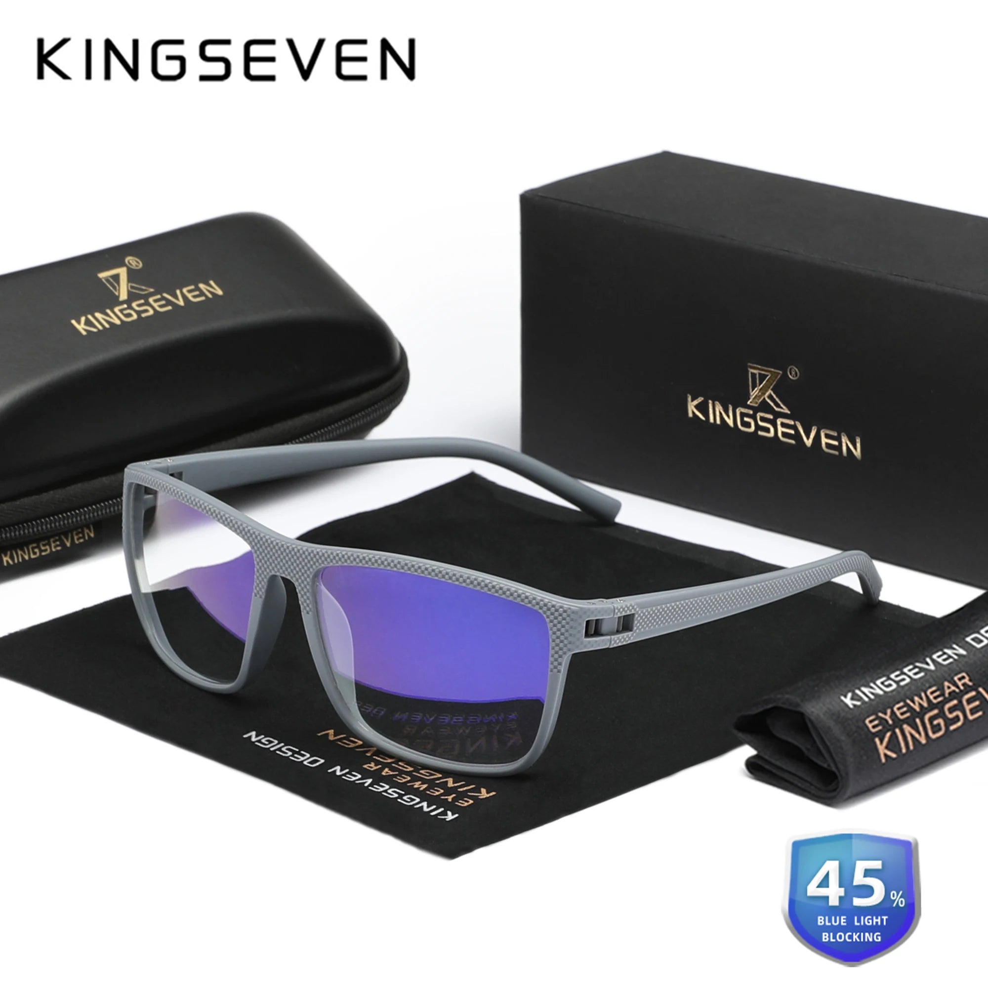 KINGSEVEN New Anti-Blue Ray Glasses Transparent Lens Eyeglasses Men Women Computer Blue Light Blocking Optical Reading Eyewear