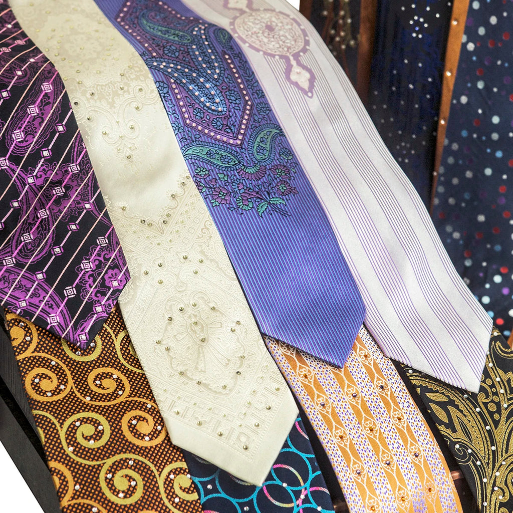Men's Rhinestone Silk Jacquard Necktie – Paisley & Geometric | High-End