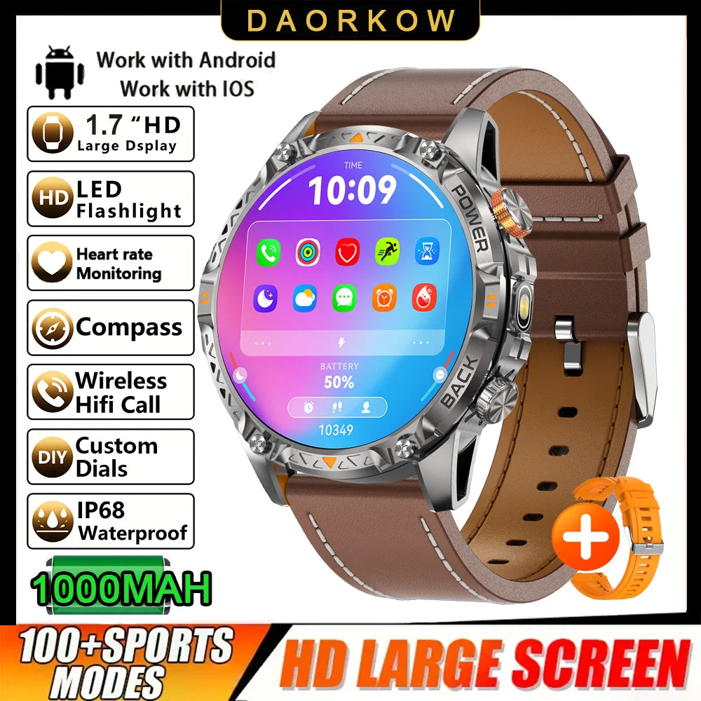 DAORKOW YK16 Smartwatch | 1000mAh, IP68 Swimming, Bluetooth Calling & Alexa
