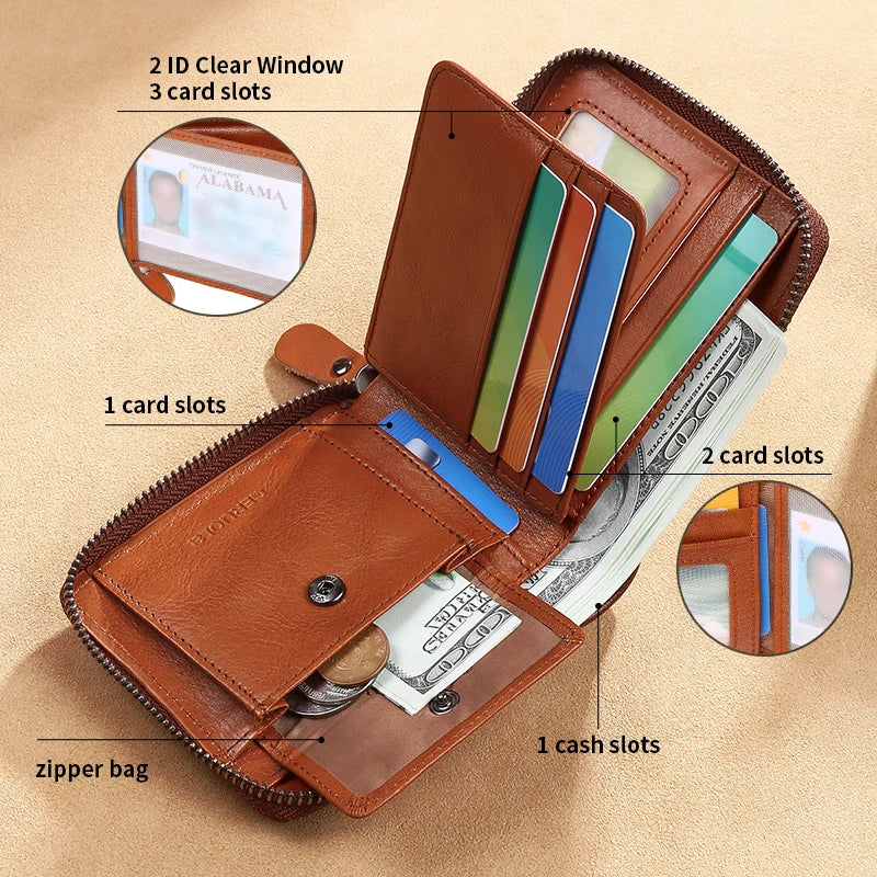 GERUOLA Genuine Leather Zip-Around Organiser Wallet