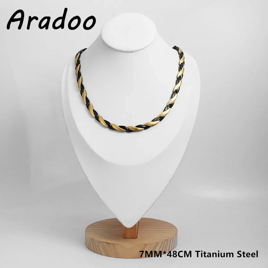 ARADOO Titanium Steel Men's Necklace Collar Simple Design Stainless Steel Magnetic Necklaces