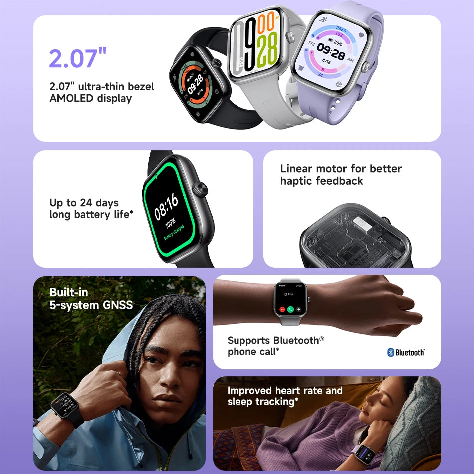 XIAOMI 2026 Global Version Redmi Watch 5 2.07" AMOLED display 150+ sports modes  550mAh Battery Heart Rate Blood Oxygen Monitor