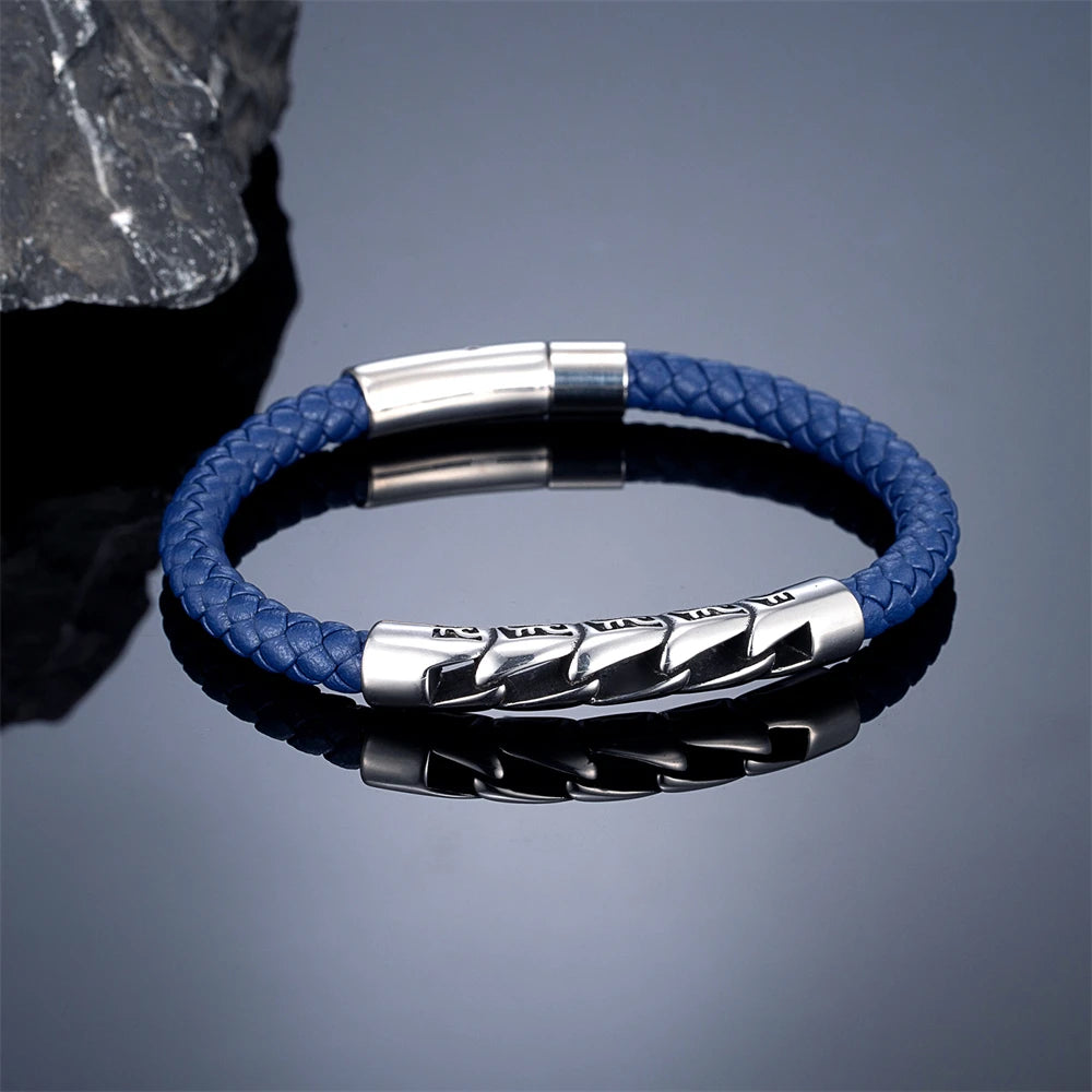 Men's Handmade Leather Anchor Bracelet – Braided Rope, Stainless Steel, Vintage Style