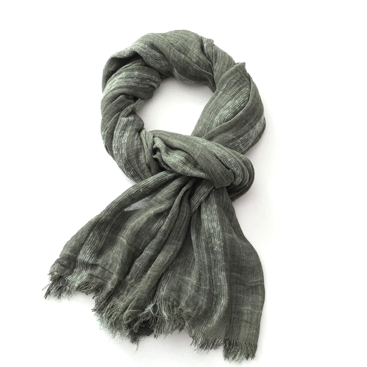 Unisex Cotton Linen Striped Scarf