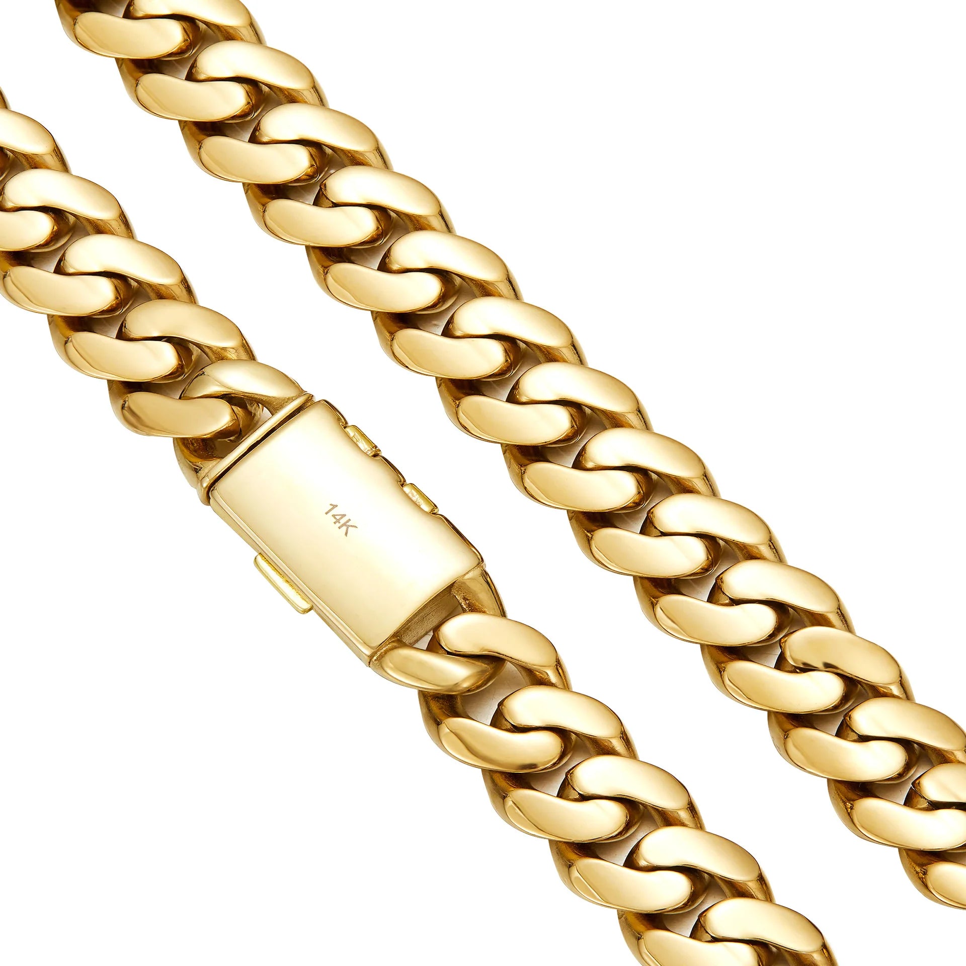 Luxury 24K 9999 Pure Gold real gold Men's Necklace Encrypted Cuban Chain Miami Chain Flip Diamond Buckle Necklace