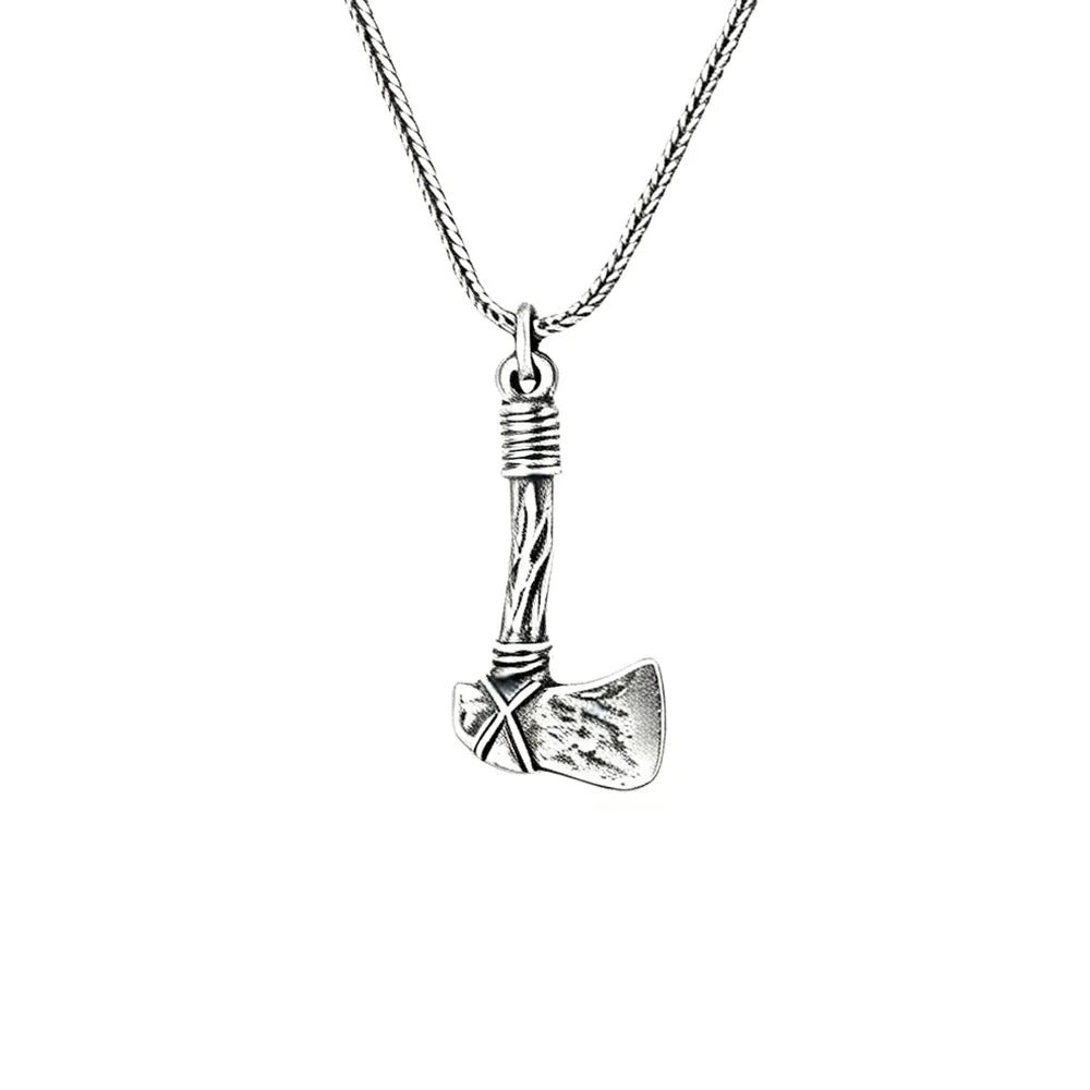 925 Sterling Silver Nordic Viking Axe Pendant Necklace Antiqued Retro Punk Celtic Trendy Male Boy Amulet Jewelry Gifts