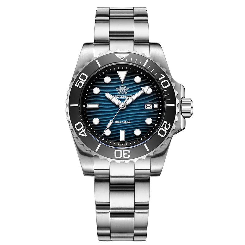 ADDIESDIVE AD2537 Quartz Dive Watch – 3D Desert Texture Dial, BGW9 Lume, 200m Water Resistant