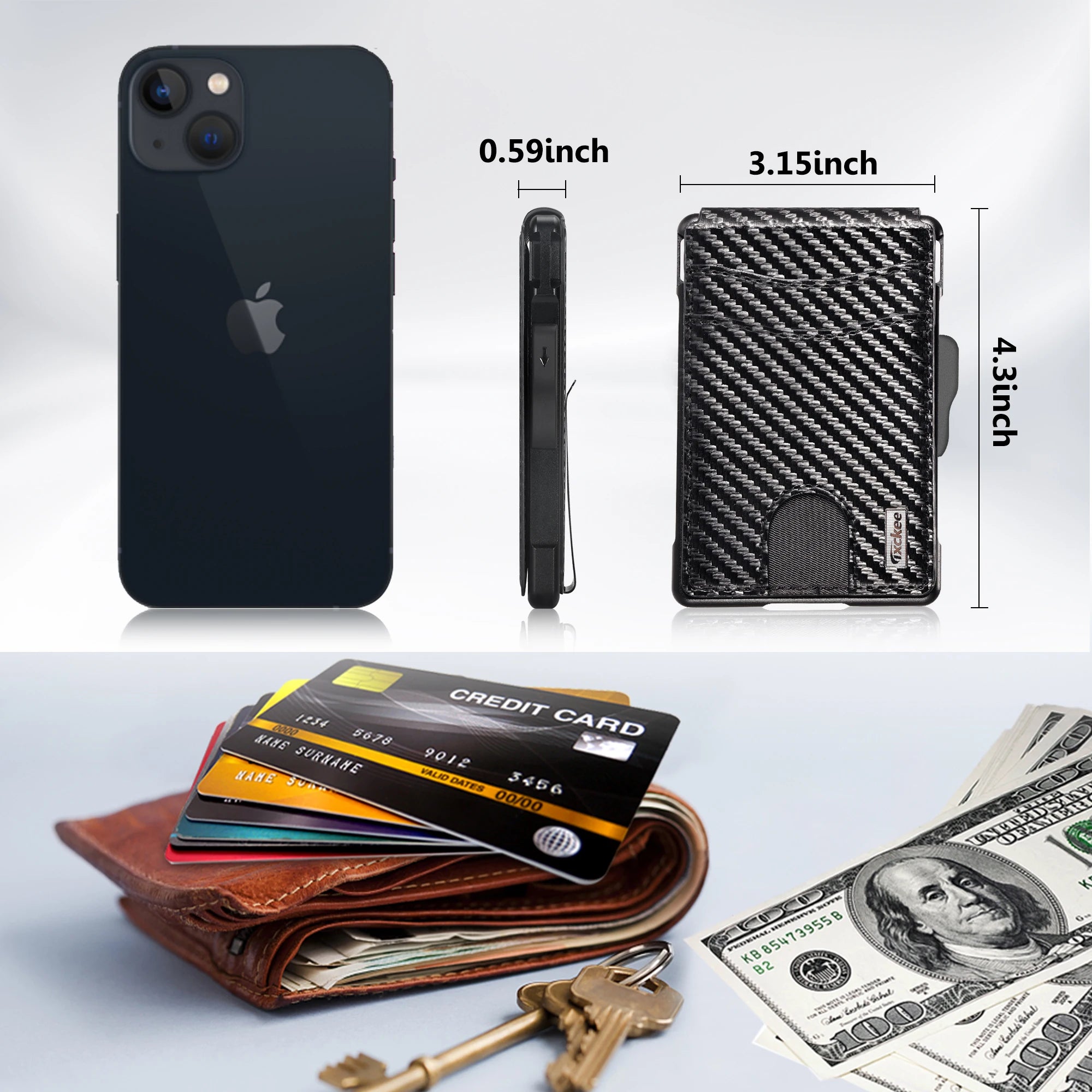 Carbon Fibre RFID Minimalist Wallet with Pop-Up Card Slide