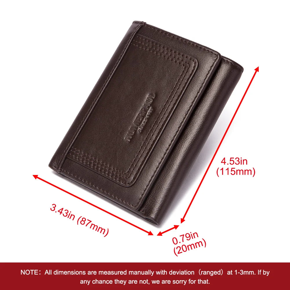 HUMERPAUL Genuine Leather Trifold Wallet – RFID Blocking, Coin Pocket & Card Holder